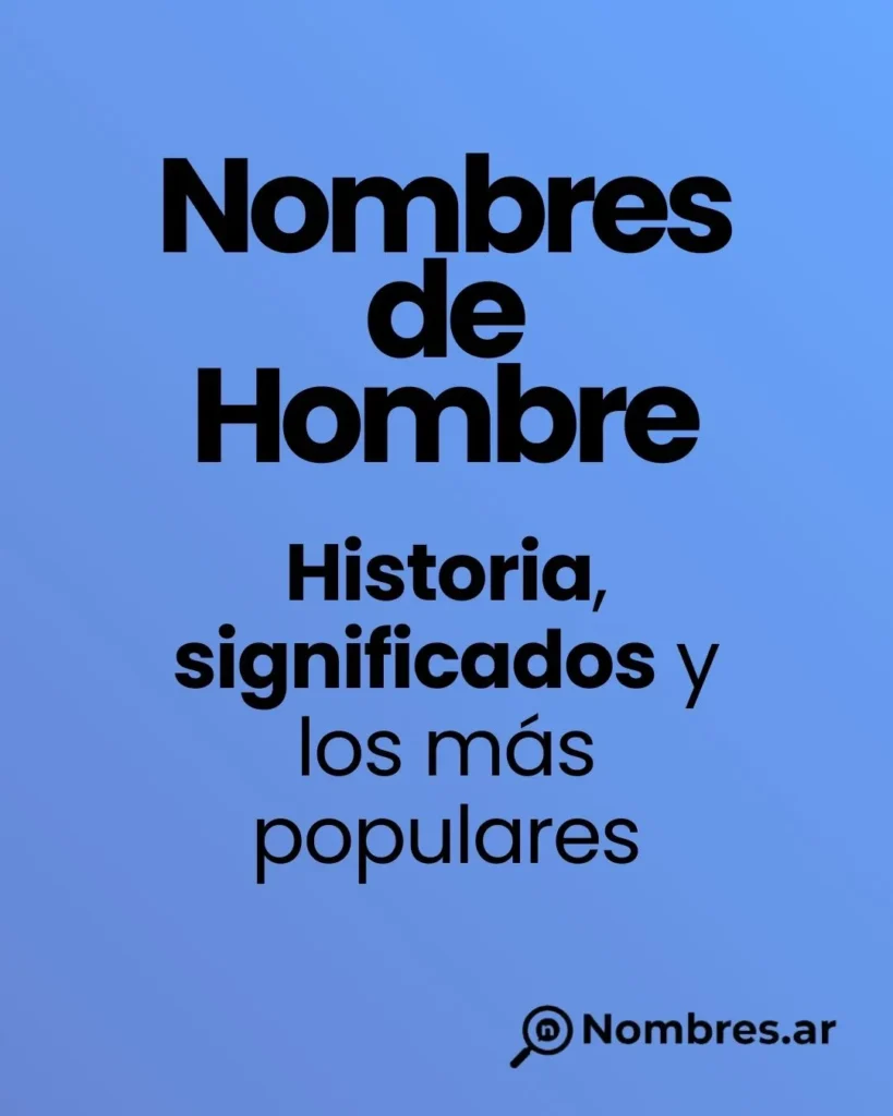 Imagen con el título “Nombres de hombre: historia, significados y los más populares” sobre fondo gris, destacando el contenido de Nombres.ar.