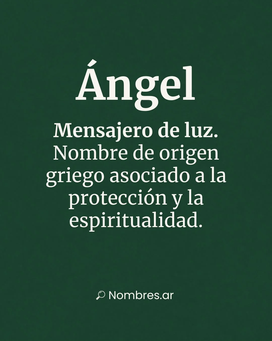Nombre Ángel de origen griego con significado de mensajero, protector y símbolo de pureza espiritual.